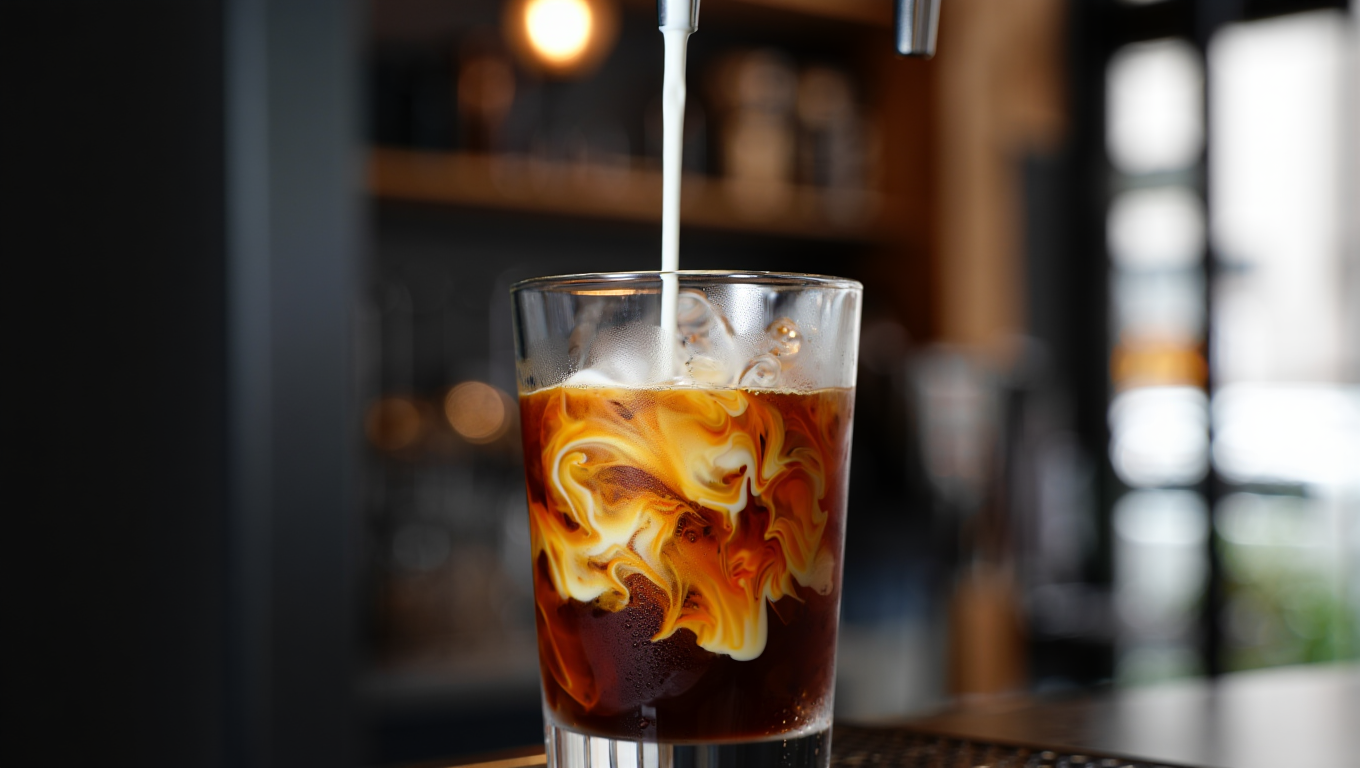 caffeinated cold brew with milk